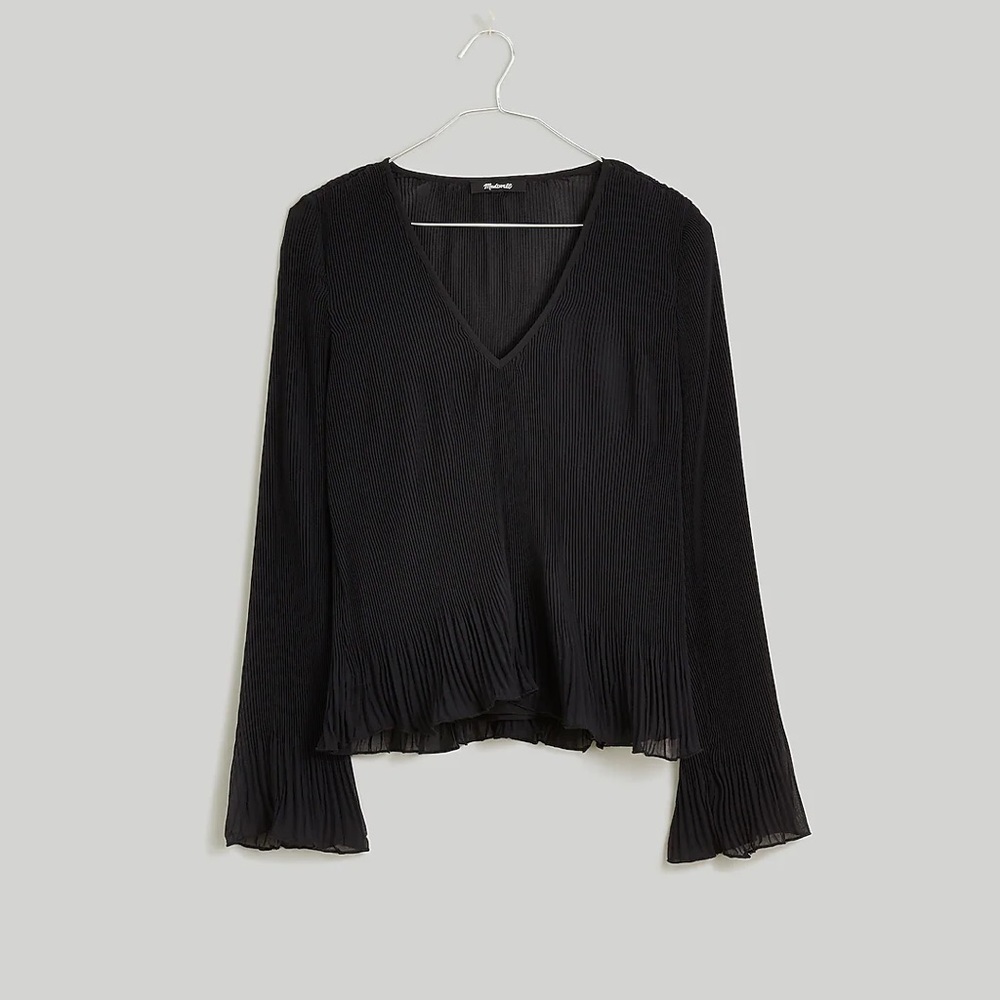 NEW / madewell Pleated Flare-Sleeve Top - Picture 2 of 7
